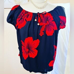 Vintage Royal Hawaiian 80s Women's Shirt Womens Boho Blouse Tunic Top Size M